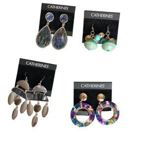 NEW Earrings Catherine's Lot of 4 Dangle Stud Pierced Turquoise Blue Purple Jewe
